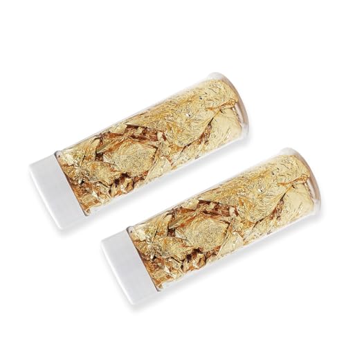 KIXZSAZ 2 Flaschen essbare Blattgoldfolie Party Kuchen Pralinen Dessert Muffins Dekoration Lebensmittel Gerichte Tee Kochen DIY Handwerk von KIXZSAZ