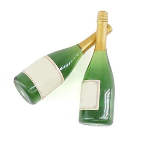 KIXZSAZ 2 Stück Mini Champagnerflasche Simulierte Getränke PVC Maßstab 1:12 Lebensszenen Zubehör Flaschen Modell Pub Bar Dekor von KIXZSAZ