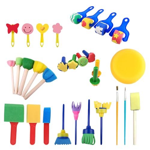 KIXZSAZ 30 Teile/Satz Malerei Schwamm Pinsel Intelligenz Bildung Zeichnung Pinsel Tragbare Spielzeug Zubehör Geschenke Kinder von KIXZSAZ