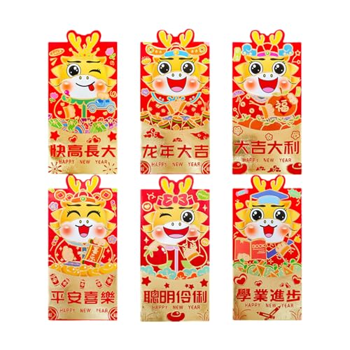 KIXZSAZ 6x traditionelle chinesische rote Umschläge für Feste und besondere Anlässe, Papier Neujahrs Drachen Glücksgeld Taschentasche , 208E, 6 Stück , 6.7 Zoll KIXZSAZ 6x traditionelle chinesische rote Umschläge für Feste und besondere Anlässe, Papier Neujahrs Drachen Glücksgeld Taschentasche , 208E, 6 Stück , 6.7 Zoll von KIXZSAZ