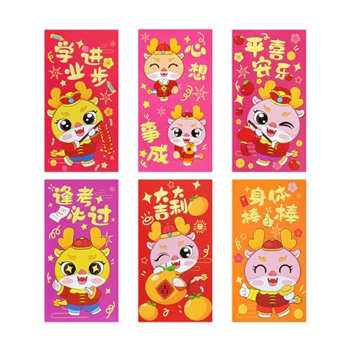 KIXZSAZ 6x traditionelle chinesische rote Umschläge für Feste und besondere Anlässe, Papier Neujahrs Drachen Glücksgeld Taschentasche , 208J, 6 Stück , 6.7 Zoll KIXZSAZ 6x traditionelle chinesische rote Umschläge für Feste und besondere Anlässe, Papier Neujahrs Drachen Glücksgeld Taschentasche , 208J, 6 Stück , 6.7 Zoll von KIXZSAZ