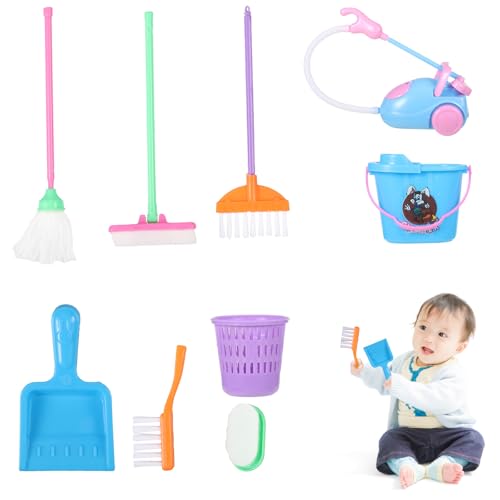 KIXZSAZ 9 Teile/Satz Mini Play Mop Besen Spielzeug Nette Kleinkind Kinder Reinigung Kehrwerkzeuge Kit Saubere Jungen Mädchen Spaß Pädagogisches Kind Spielzeug von KIXZSAZ