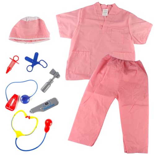 KIXZSAZ Arzt Spielset mit elektronischem Stethoskop mit Anziehkostüm, Geburtstagsgeschenken, pädagogische Ausrüstung für Kleinkinder, Jungen, Mädchen von KIXZSAZ