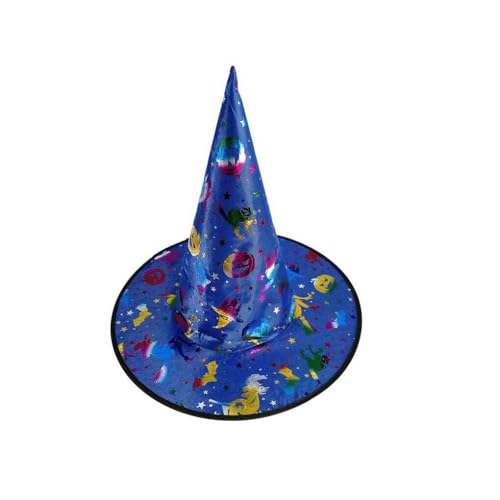 KIXZSAZ Atmungsaktive, hautfreundliche Kinderkappen Zauberer Maskerade Hexenhut Halloween Party Cosplay Zubehör Requisiten Kleid Ornamente, Blau KIXZSAZ Atmungsaktive, hautfreundliche Kinderkappen Zauberer Maskerade Hexenhut Halloween Party Cosplay Zubehör Requisiten Kleid Ornamente, Blau von KIXZSAZ