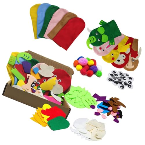 KIXZSAZ Handpuppen Kunst Tiere Design, buntes Herstellungsset, Rollenspielzubehör, Strickzubehör, Housheold, Schule, Kindergarten von KIXZSAZ