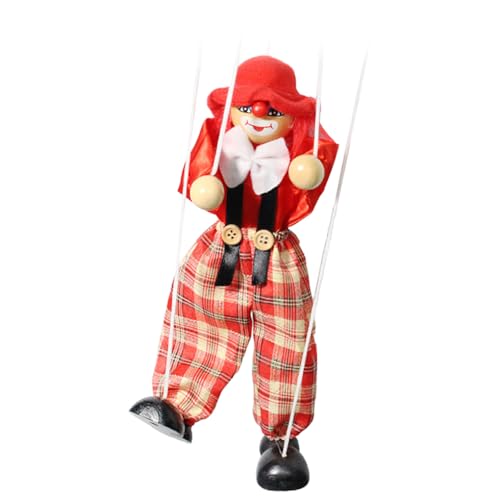 KIXZSAZ Pull Line Puppe, Vintage Handmarionette, Spielzeug, Eltern Kind Hands on Fähigkeit, Clown, Handarbeit, Spielzeug, Haushaltstheater, Rot KIXZSAZ Pull Line Puppe, Vintage Handmarionette, Spielzeug, Eltern Kind Hands on Fähigkeit, Clown, Handarbeit, Spielzeug, Haushaltstheater, Rot von KIXZSAZ