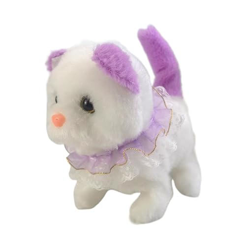 KIXZSAZ Realistisches weiches Plüschtier, Katze, interaktives Roboter Kätzchen, gehendes Katzenspielzeug für Kinder, Roboter Katzenspielzeug für Kinder, elektronische Katze, D von KIXZSAZ