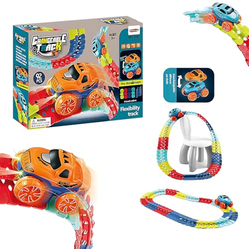 KIXZSAZ Zusammengebautes Rennstrecken Spielzeug, geruchlose ABS Rennstrecke zum Spielen, Rennstrecken Spielzeug für Kinder, Flexibles Rennstrecken Spielzeugauto, Typ 2 von KIXZSAZ