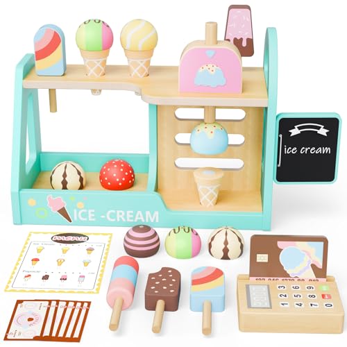 Eisladen Eisdiele Kinder Holz, EIS Holzspielzeug Eistheke Kinder Holz Spielzeug Mädchen 3 4 5 6 Jahre, Kinderküche Zubehör Montessori Holzspielzeug Geschenk Mädchen Jungen Eisladen Eisdiele Kinder Holz, EIS Holzspielzeug Eistheke Kinder Holz Spielzeug Mädchen 3 4 5 6 Jahre, Kinderküche Zubehör Montessori Holzspielzeug Geschenk Mädchen Jungen von KIYTARBOO