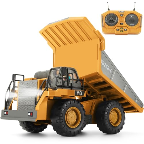 Ferngesteuerter Muldenkipper, ferngesteuertes Baufahrzeug für Kinder mit 9-Kanal-Metallbett-Lichtton und wiederaufladbarer, elektrischer Transport-LKW-Spielzeug, Geschenk für Jungen Mädchen von 4–12 Ferngesteuerter Muldenkipper, ferngesteuertes Baufahrzeug für Kinder mit 9-Kanal-Metallbett-Lichtton und wiederaufladbarer, elektrischer Transport-LKW-Spielzeug, Geschenk für Jungen Mädchen von 4–12 von KIZJORYA