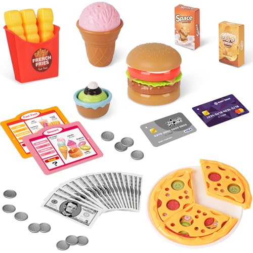 Kaufladen Zubehör für Kasse Kinder, Hamburger Fast Food Lebensmittel Kaufmannsladen Zubehör Spielzeug, Matschküche Kinder Outdoor, Rollenspiele Geschenk Kaufladen Zubehör für Kasse Kinder, Hamburger Fast Food Lebensmittel Kaufmannsladen Zubehör Spielzeug, Matschküche Kinder Outdoor, Rollenspiele Geschenk von KIZJORYA