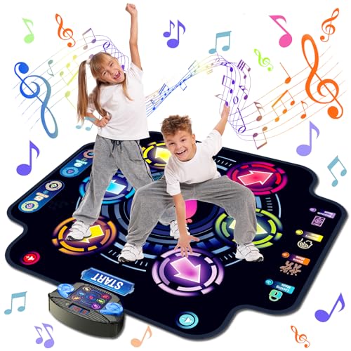 Tanzmatte für Kinder, einzigartiges elektronisches Tanzpad mit 6 Tasten und Bluetooth-9-Stufen, leuchtendes Musikspiel, Tanzspielzeug, Geburtstag für Mädchen und Jungen im Alter von 3–12 Jahren von KIZJORYA