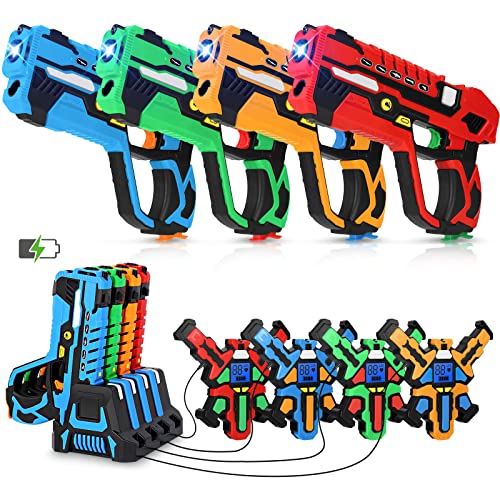 Wiederaufladbare Laser-Tag-Pistolen, Set mit 4 Pistolen und Westensensoren LCD, Cooles Spielzeug für Kinder, Jugendliche und Erwachsene, Outdoor-Schießspiele, Familienaktivität für Jungen und Mädchen Wiederaufladbare Laser-Tag-Pistolen, Set mit 4 Pistolen und Westensensoren LCD, Cooles Spielzeug für Kinder, Jugendliche und Erwachsene, Outdoor-Schießspiele, Familienaktivität für Jungen und Mädchen von KIZJORYA