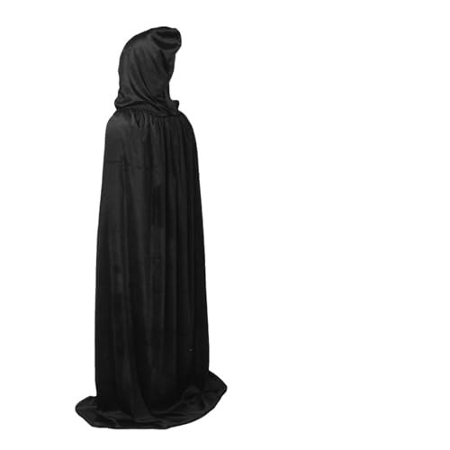 Hexenkostüm Cloak Robe Halloween Costume For Adults Witch Vampire Cosplay Party Dress Up(Black with bag,70cm for kids) von KJBDQQH