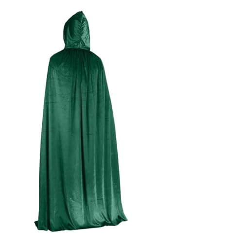 Hexenkostüm Cloak Robe Halloween Costume For Adults Witch Vampire Cosplay Party Dress Up(Green with bag,130cm for kids) von KJBDQQH