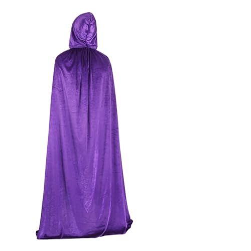 Hexenkostüm Cloak Robe Halloween Costume For Adults Witch Vampire Cosplay Party Dress Up(Purple with bag,70cm for kids) von KJBDQQH