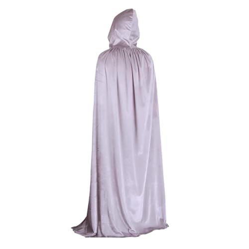 Hexenkostüm Cloak Robe Halloween Costume For Adults Witch Vampire Cosplay Party Dress Up(Silver,130cm for kids) von KJBDQQH