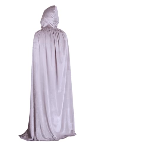 Hexenkostüm Cloak Robe Halloween Costume For Adults Witch Vampire Cosplay Party Dress Up(Silver with bag,130cm for kids) von KJBDQQH