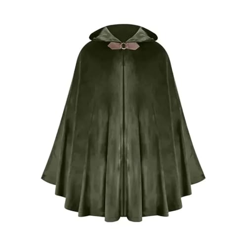 Hexenkostüm Deer Suede Cloak Halloween Vintage Battle Warrior Role-playing Costume Robe Special Use(Ring green suede cloak,The price in other stores is low and the quality is poor my Amazon quality) von KJBDQQH