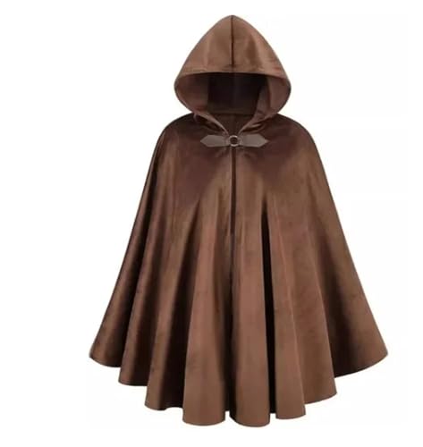 Hexenkostüm Deer Suede Cloak Halloween Vintage Battle Warrior Role-playing Costume Robe Special Use(Ring khaki suede cloak,The price in other stores is low and the quality is poor my Amazon quality) von KJBDQQH