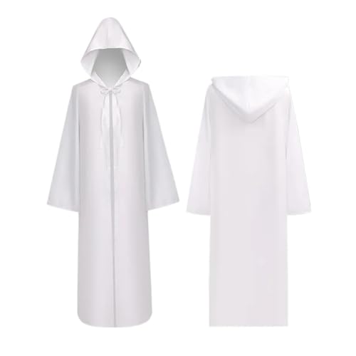 KJBDQQH Hexenkostüm Halloween Robe Character Roleplay Hooded Cloak Costume Event Party Special(WHITE,3XL) von KJBDQQH
