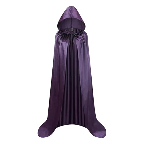 KJBDQQH Hexenkostüm Adult Satin Material Cloth Cape Stand-up Collar with Hood Black Cloak Halloween Costume(Color 16,130) von KJBDQQH