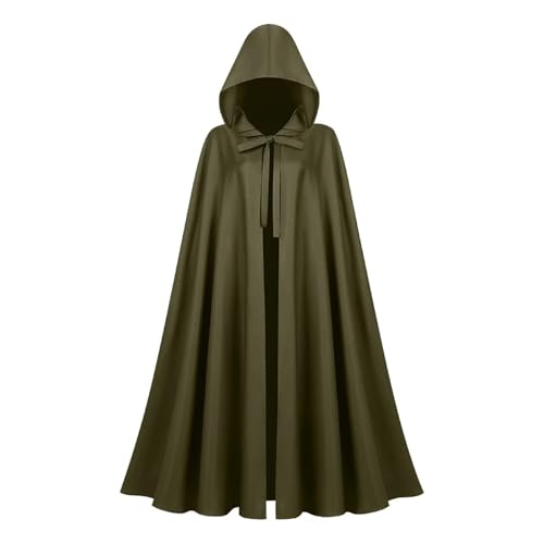 KJBDQQH Hexenkostüm CloakMedieval Women Men Vintage Gothic Hooded Cloak Halloween Witch Wizard(Green) von KJBDQQH