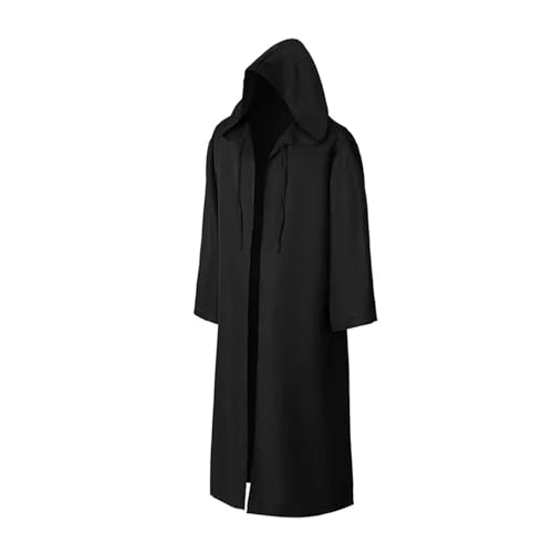 KJBDQQH Hexenkostüm Costume Cloak Hooded Black Brown Halloween Party Cape Trench(Black,M) von KJBDQQH