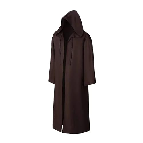 KJBDQQH Hexenkostüm Costume Cloak Hooded Black Brown Halloween Party Cape Trench(Brown,M) von KJBDQQH