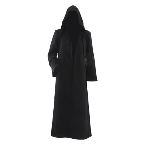 KJBDQQH Hexenkostüm Fantasia Black Brown Cloak Movie Space Battle Costume Adult Men(Black,XXXL) von KJBDQQH