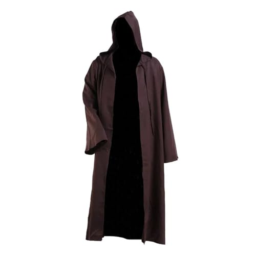 KJBDQQH Hexenkostüm Fantasia Black Brown Cloak Movie Space Battle Costume Adult Men(Brown,L) von KJBDQQH