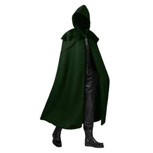 KJBDQQH Hexenkostüm Gothic Style Men's Long Hooded Cloak Costume Spring Autumn Arrival Special Use Clothing(Green,L) von KJBDQQH