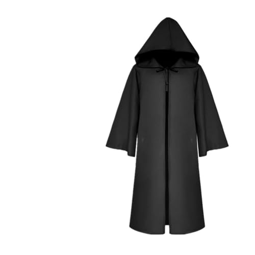 KJBDQQH Hexenkostüm Halloween Cloak Plague Doctor Mask Cosplay Costume Sorcerer Long Shirt Hooded Black Robe Adult(Color 03,155) von KJBDQQH