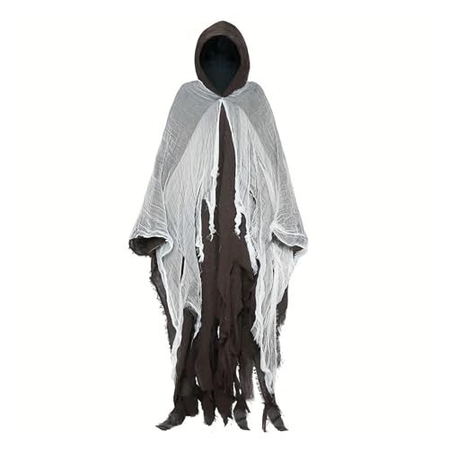 KJBDQQH Hexenkostüm Halloween Cloak Skeleton Clothes Mask Ghost House Chamber Of Secrets Dressing Up(Coffee) von KJBDQQH