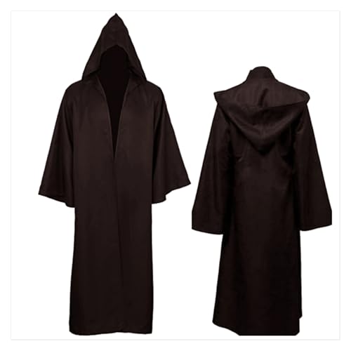 KJBDQQH Hexenkostüm Halloween Cloak Soft Hooded Long Shirt Black Robe Witch Cape(Brown,XXL) von KJBDQQH