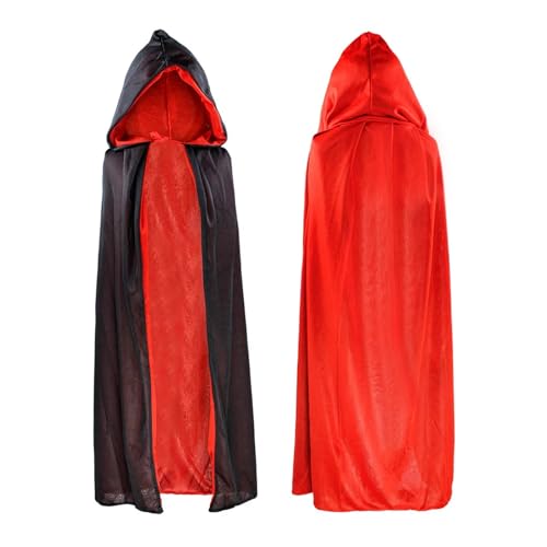 KJBDQQH Hexenkostüm Halloween Cloak for Adults Black and Red Stand-up Collar Death Costume Party(Color 02,80CM) von KJBDQQH