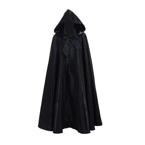 KJBDQQH Hexenkostüm Halloween Party Middle Ages Cloak Gothic Long Cape(Black) von KJBDQQH