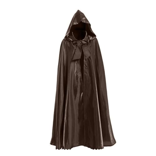KJBDQQH Hexenkostüm Halloween Party Middle Ages Cloak Gothic Long Cape(Brown) von KJBDQQH