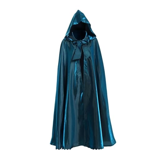 KJBDQQH Hexenkostüm Halloween Party Middle Ages Cloak Gothic Long Cape(Dark Blue) von KJBDQQH
