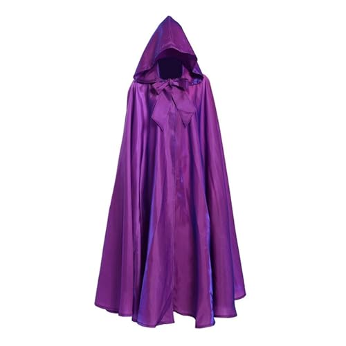 KJBDQQH Hexenkostüm Halloween Party Middle Ages Cloak Gothic Long Cape(Dark Purple) von KJBDQQH