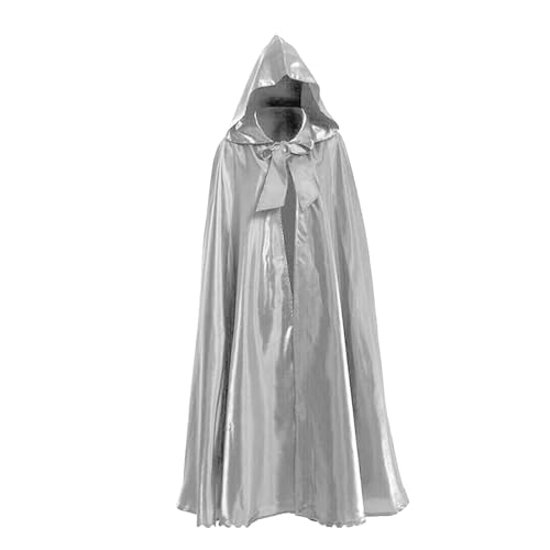 KJBDQQH Hexenkostüm Halloween Party Middle Ages Cloak Gothic Long Cape(Light Gray) von KJBDQQH