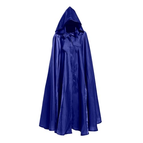 KJBDQQH Hexenkostüm Halloween Party Middle Ages Cloak Gothic Long Cape(Royal Blue) von KJBDQQH