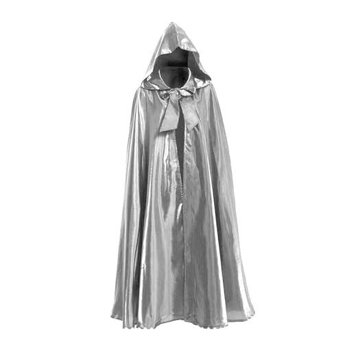 KJBDQQH Hexenkostüm Halloween Party Middle Ages Cloak Gothic Long Cape(Silver) von KJBDQQH