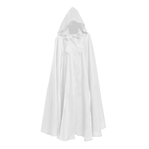 KJBDQQH Hexenkostüm Halloween Party Middle Ages Cloak Gothic Long Cape(White) von KJBDQQH