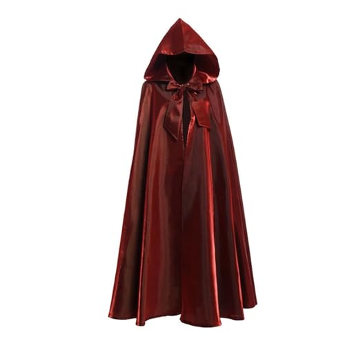 KJBDQQH Hexenkostüm Halloween Party Middle Ages Cloak Gothic Long Cape(Wine) von KJBDQQH