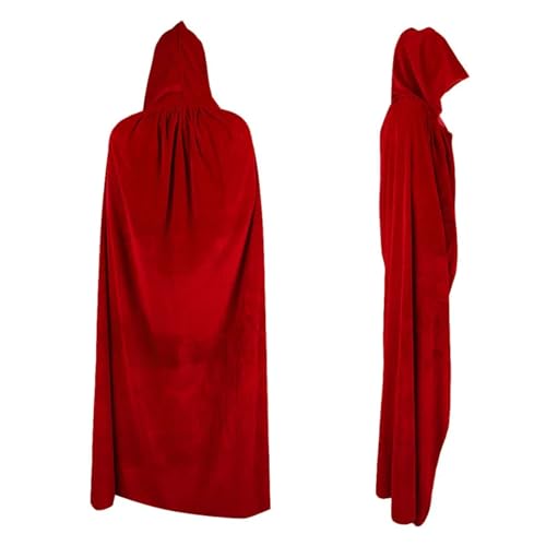 KJBDQQH Hexenkostüm Halloween Witch Velvet Cloak Adult Hooded Cape Wedding Costume Robe Party Red KJBDQQH Hexenkostüm Halloween Witch Velvet Cloak Adult Hooded Cape Wedding Costume Robe Party Red von KJBDQQH
