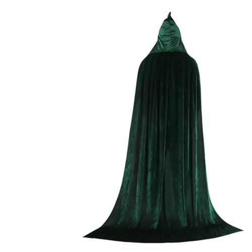 KJBDQQH Hexenkostüm Hood Cloa Long Cape Halloween Party Women Men Adult Mage Witchcraft Wicca Robe Conceal(Green,170cm) von KJBDQQH