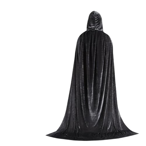 KJBDQQH Hexenkostüm Hood Cloa Long Cape Halloween Party Women Men Adult Mage Witchcraft Wicca Robe Conceal(Grey,150cm) von KJBDQQH