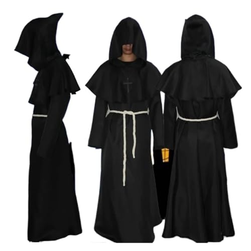 KJBDQQH Hexenkostüm Knight Medieval Hooded Monk Costume Wizard Costumes(Costumes B,S) von KJBDQQH