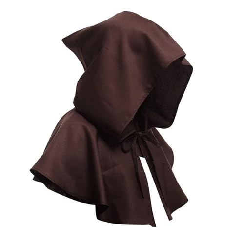 KJBDQQH Hexenkostüm Medieval Monk Church Clergy Costume Men's Hooded Cowl Gown Robe Cape(Coffee Cape,L_MEDIEVAL MONK) von KJBDQQH